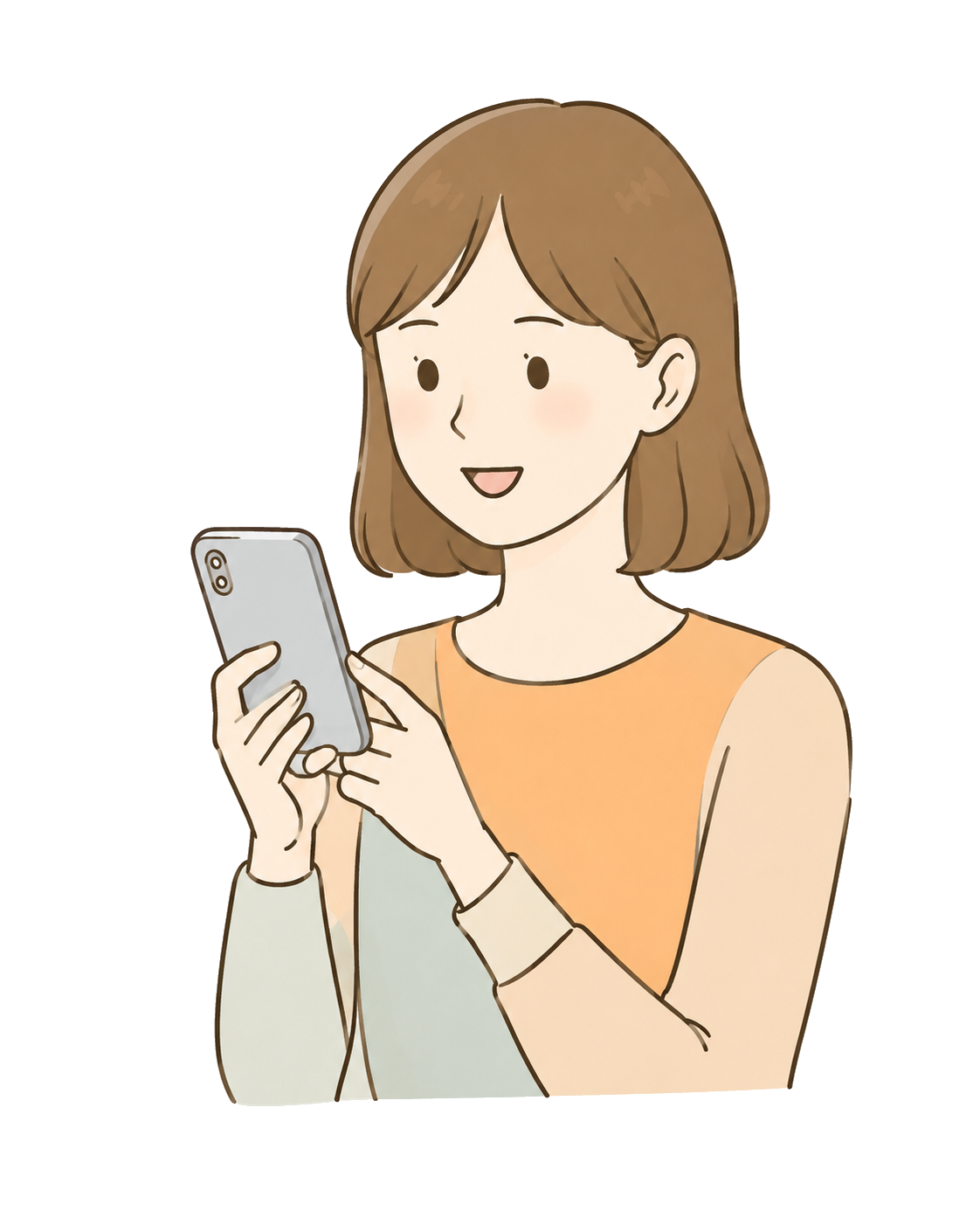 スマホを見る女性のイラスト