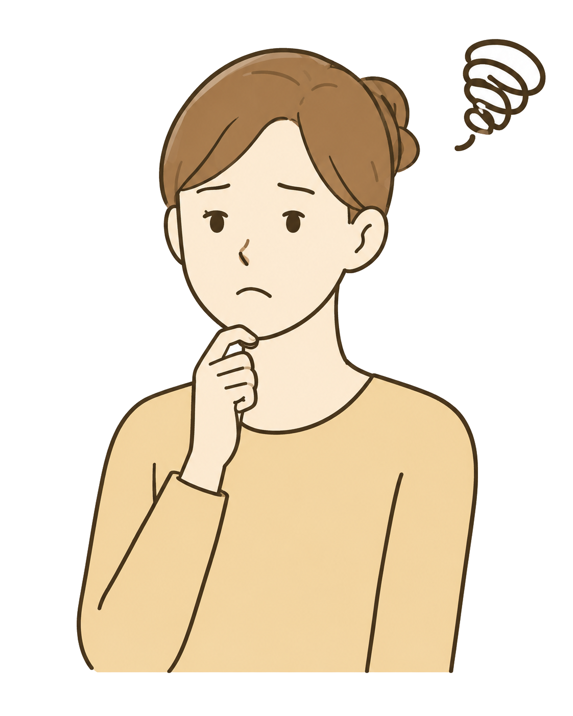 悩むママのイラスト